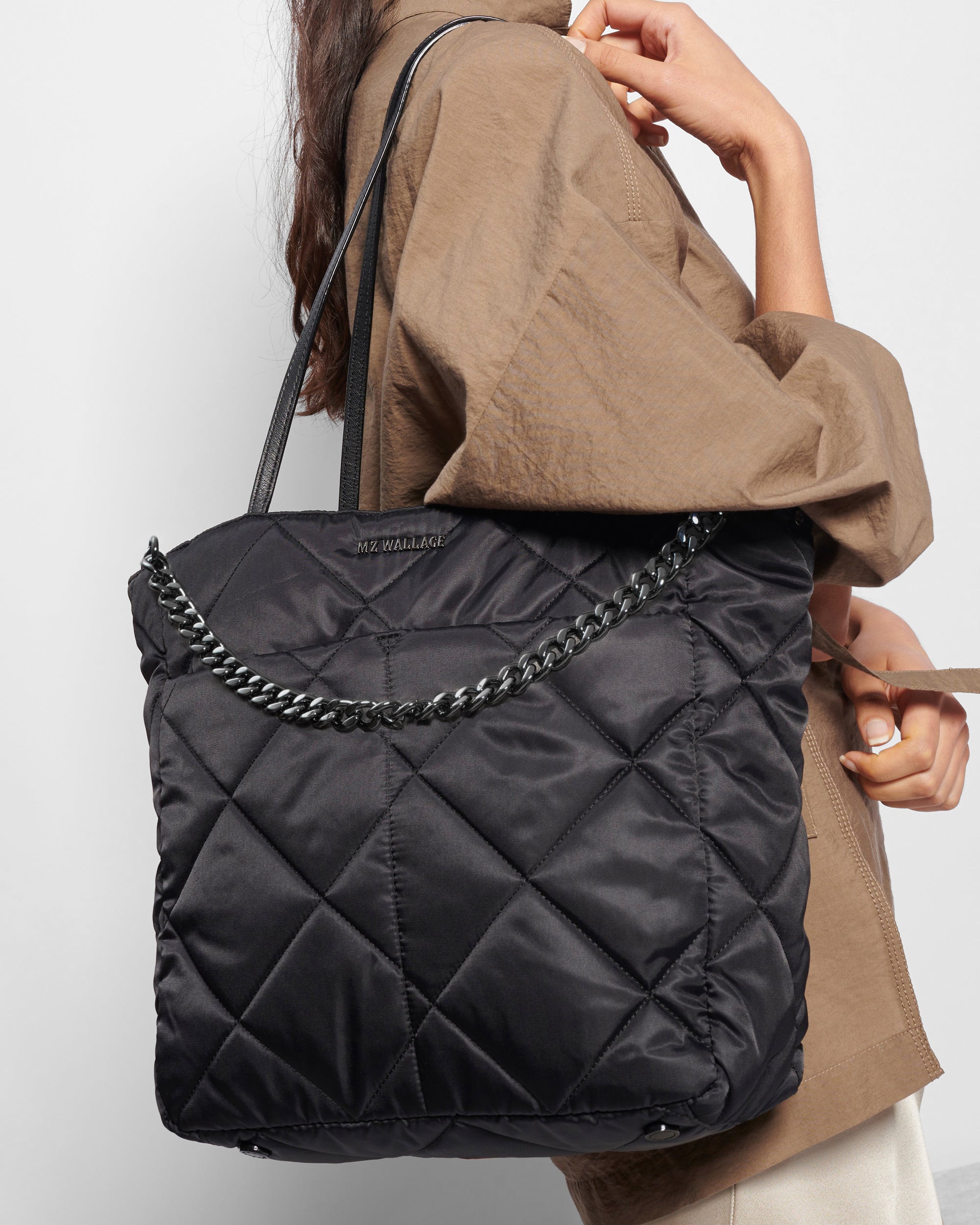 MZ WALLACE Bowery Quilted Shoulder Bag Black