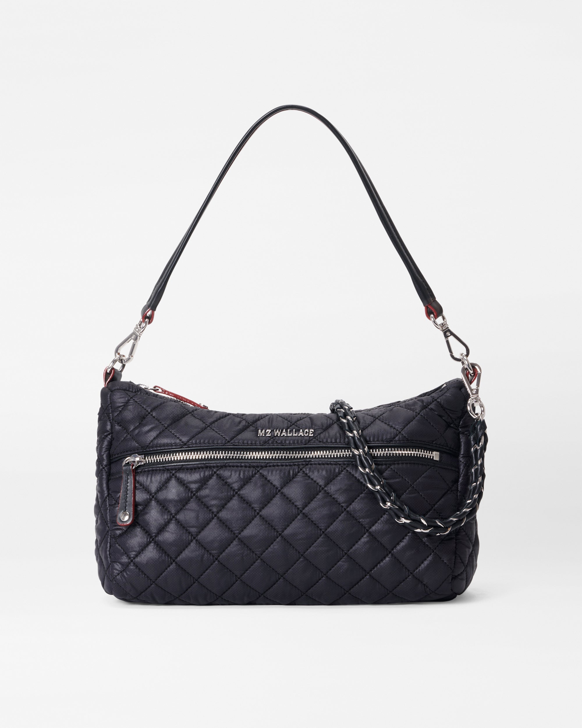 Quilted Mini Crossbody Wristlet Clutch, Pewter