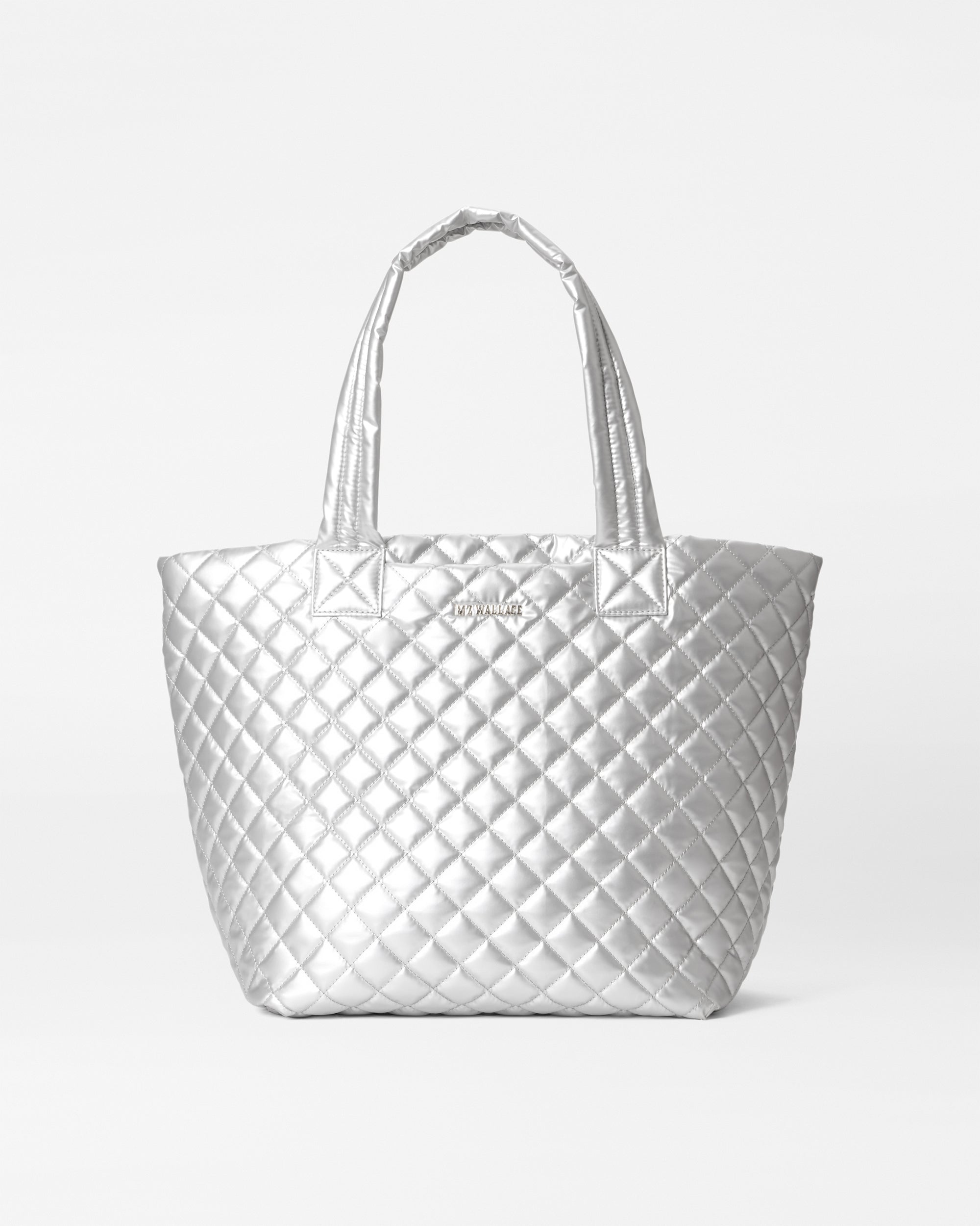 Medium Deluxe Metro Quilted Tote Bag in Matte Silver | MZ Wallace