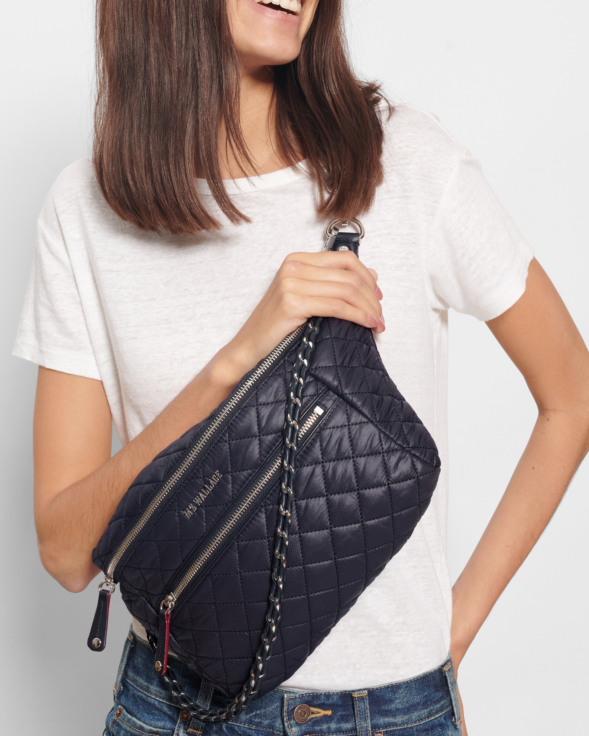 Mz Wallace Crosby Quilted Nylon Crossbody Sling Bag