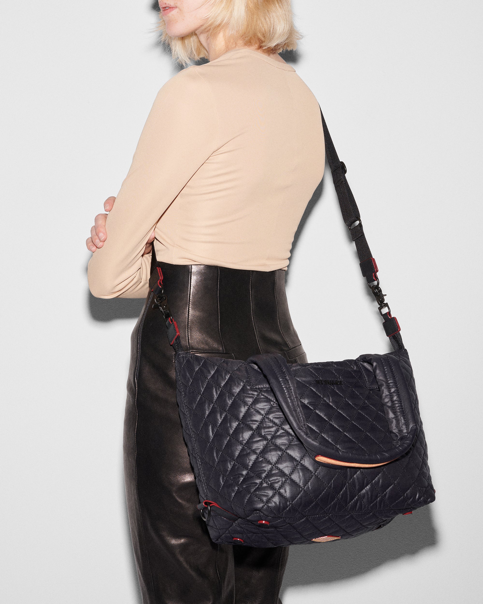 Medium Sutton Deluxe Shoulder Bag in Black Nylon | MZ Wallace