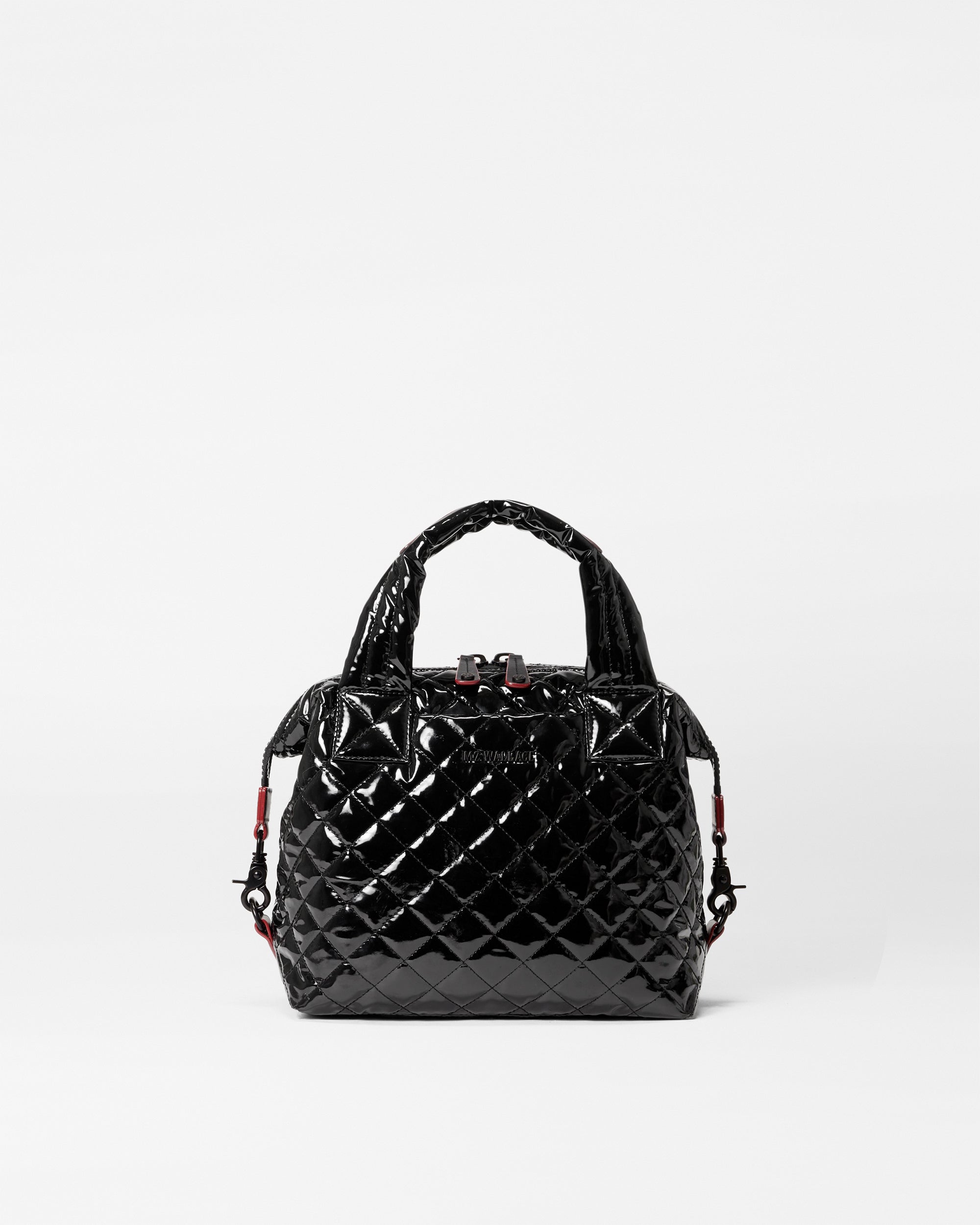 Small Sutton Deluxe Quilted Crossbody Bag in Black Lacquer MZ Wallace