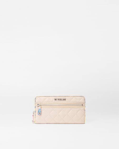 Mushroom/Pink Opal Leather Crosby Long Wallet