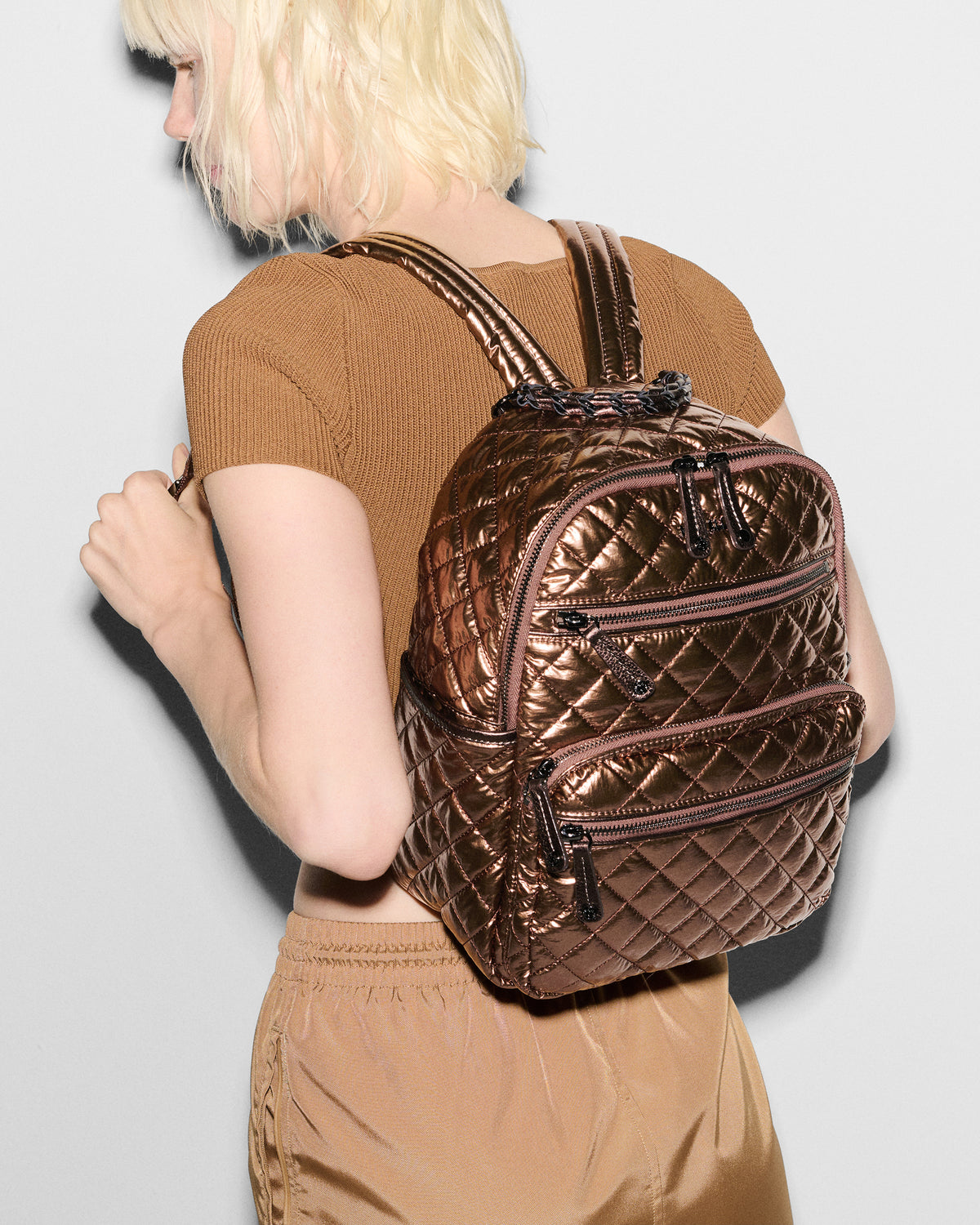 Copper Metallic Lacquer Small Crosby Backpack