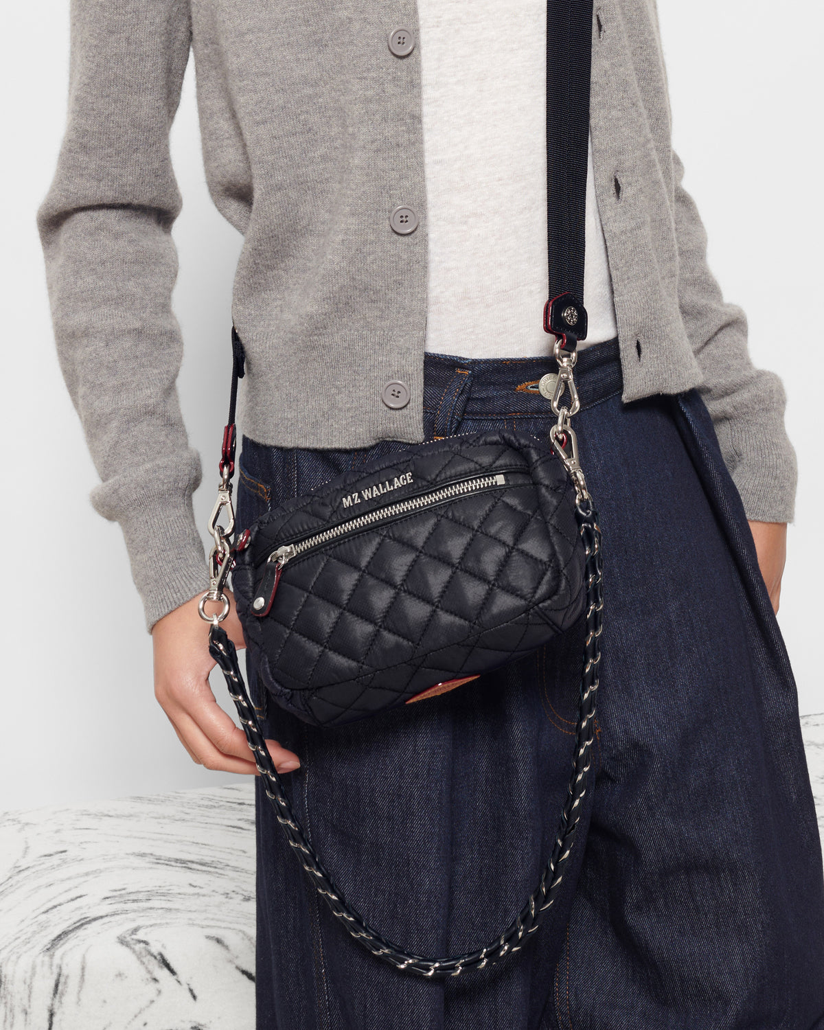 Mini Crosby Quilted Crossbody Bag in Black | MZ Wallace