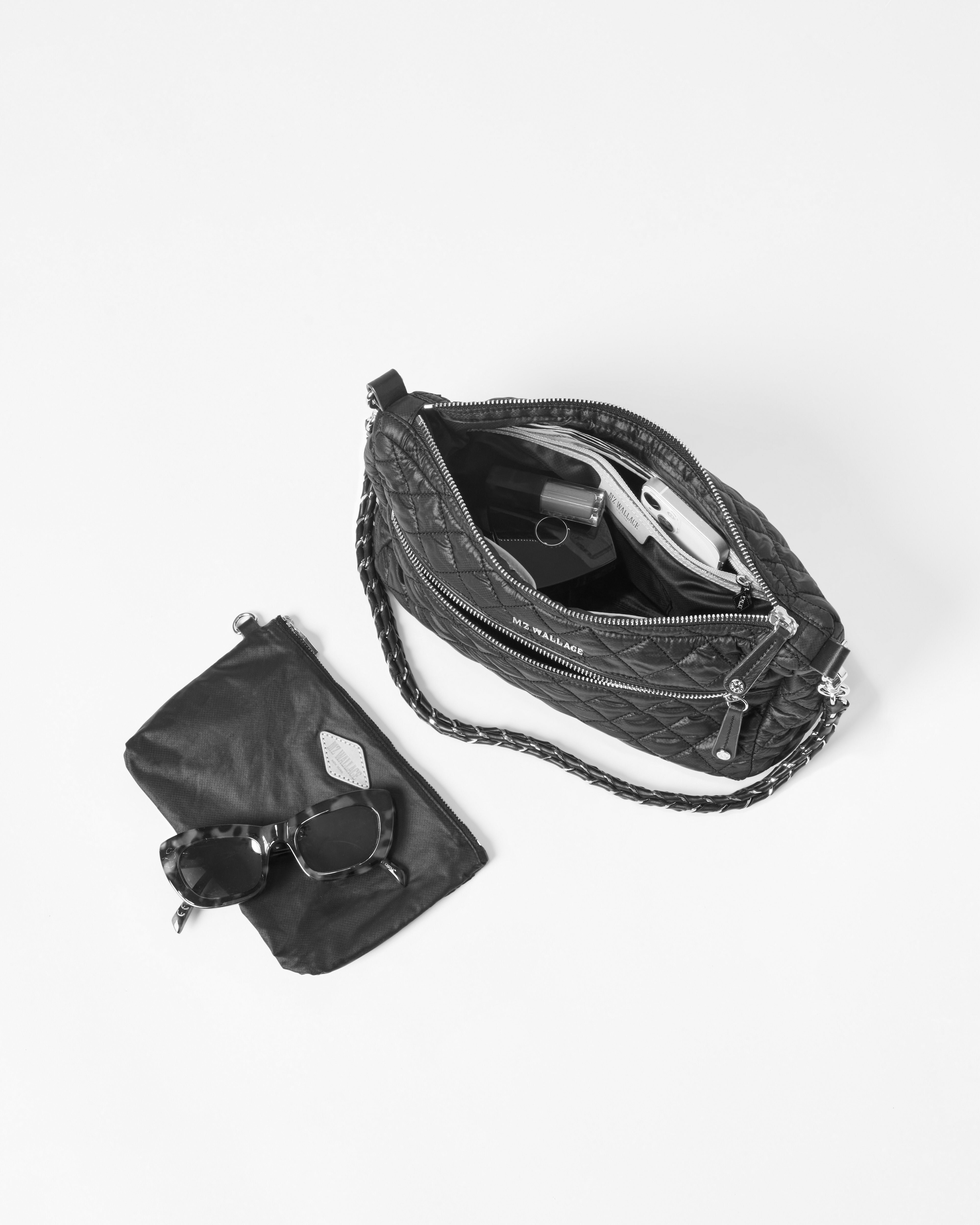 Crosby Nylon Shoulder Bag in Black | MZ Wallace