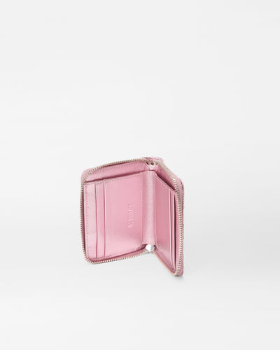 Rose Metallic Leather Small Zip Round Wallet