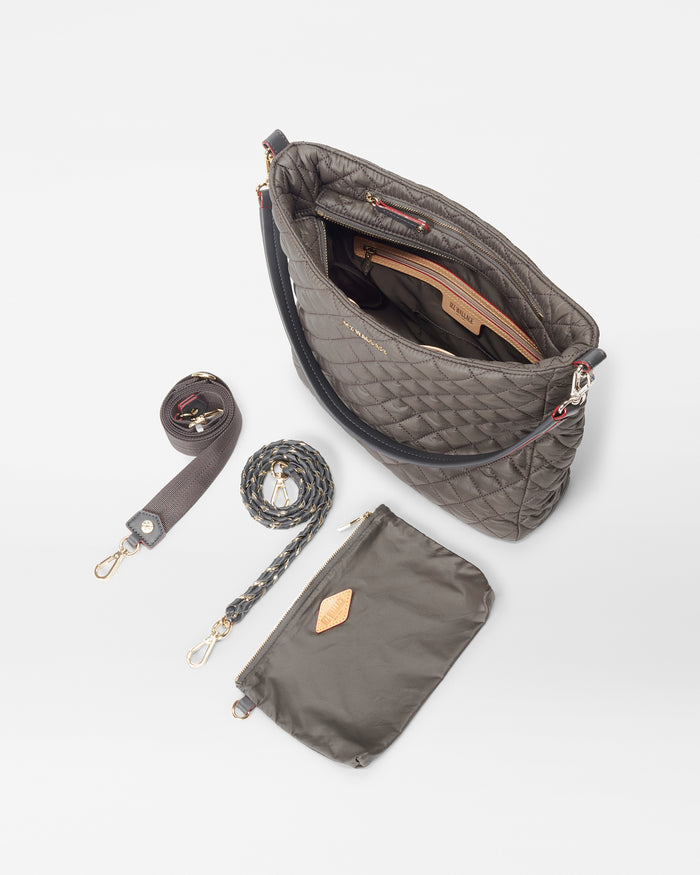 MZ Wallace Large Crosby Pippa Shoulder Bag Magnet Sequin Gunmetal