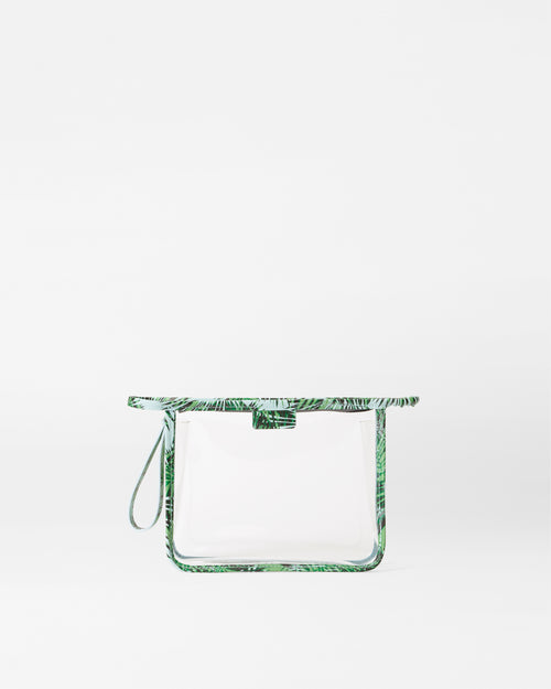 Clear With Tropical Palm Small Clear Metro Clutch