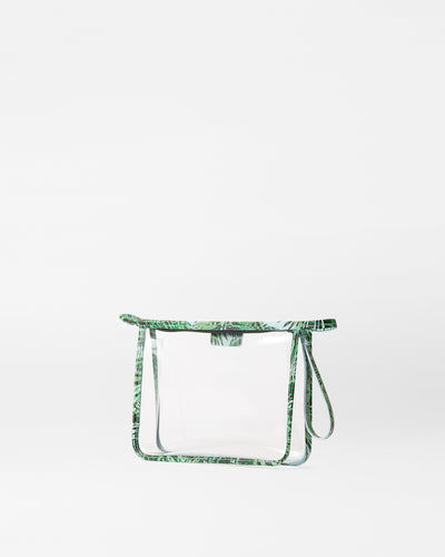 Clear With Tropical Palm Small Clear Metro Clutch