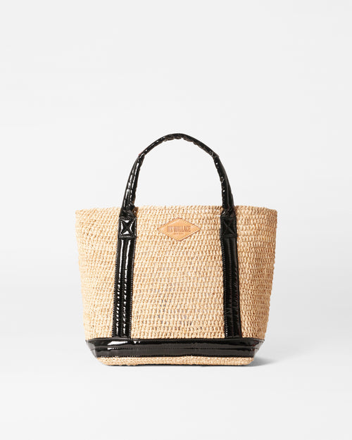 Small Raffia Tote-Raffia/Black Lacquer