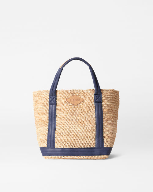 Raffia/Navy Small Raffia Tote