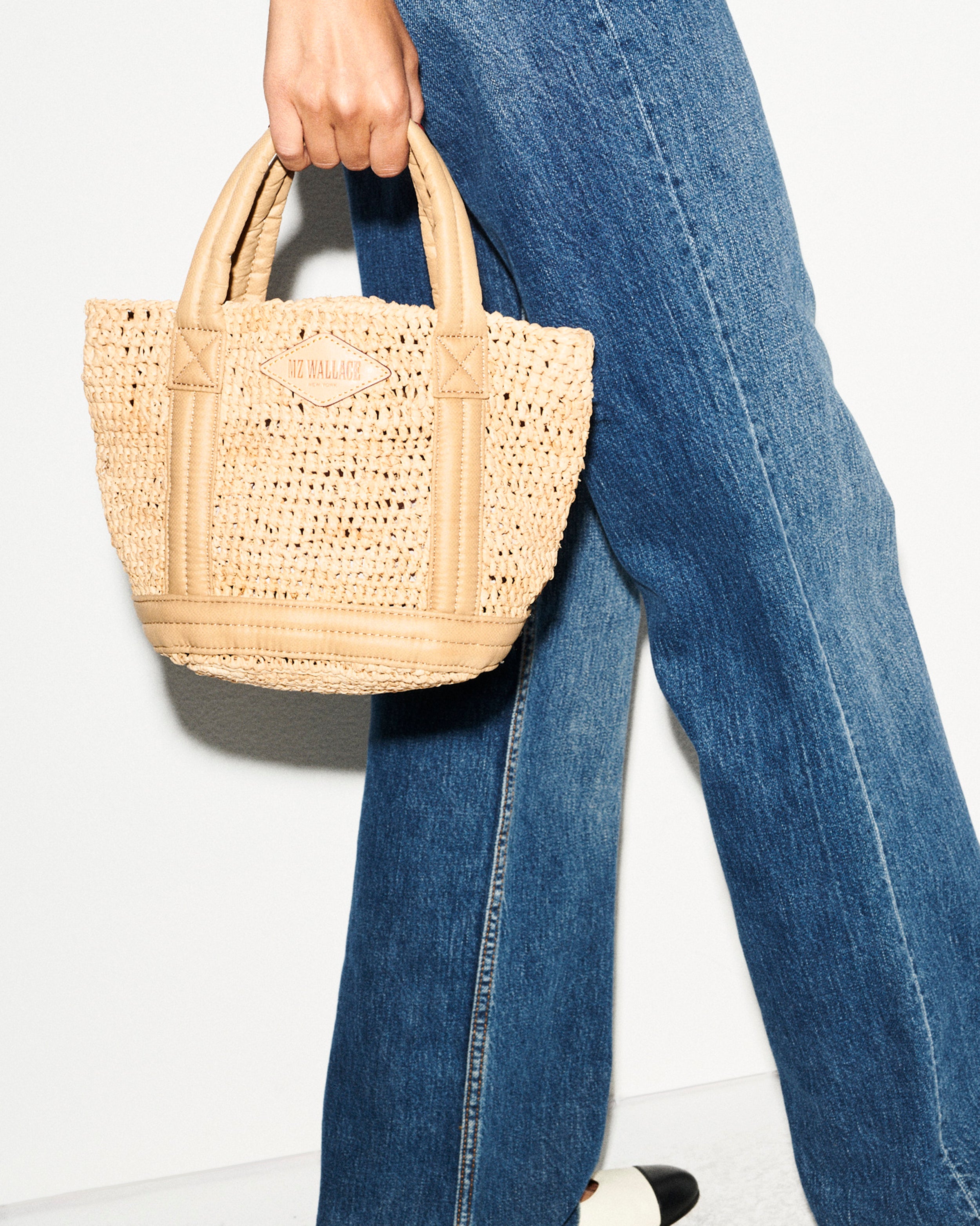 Raffia/Camel Mini Raffia Tote - 2