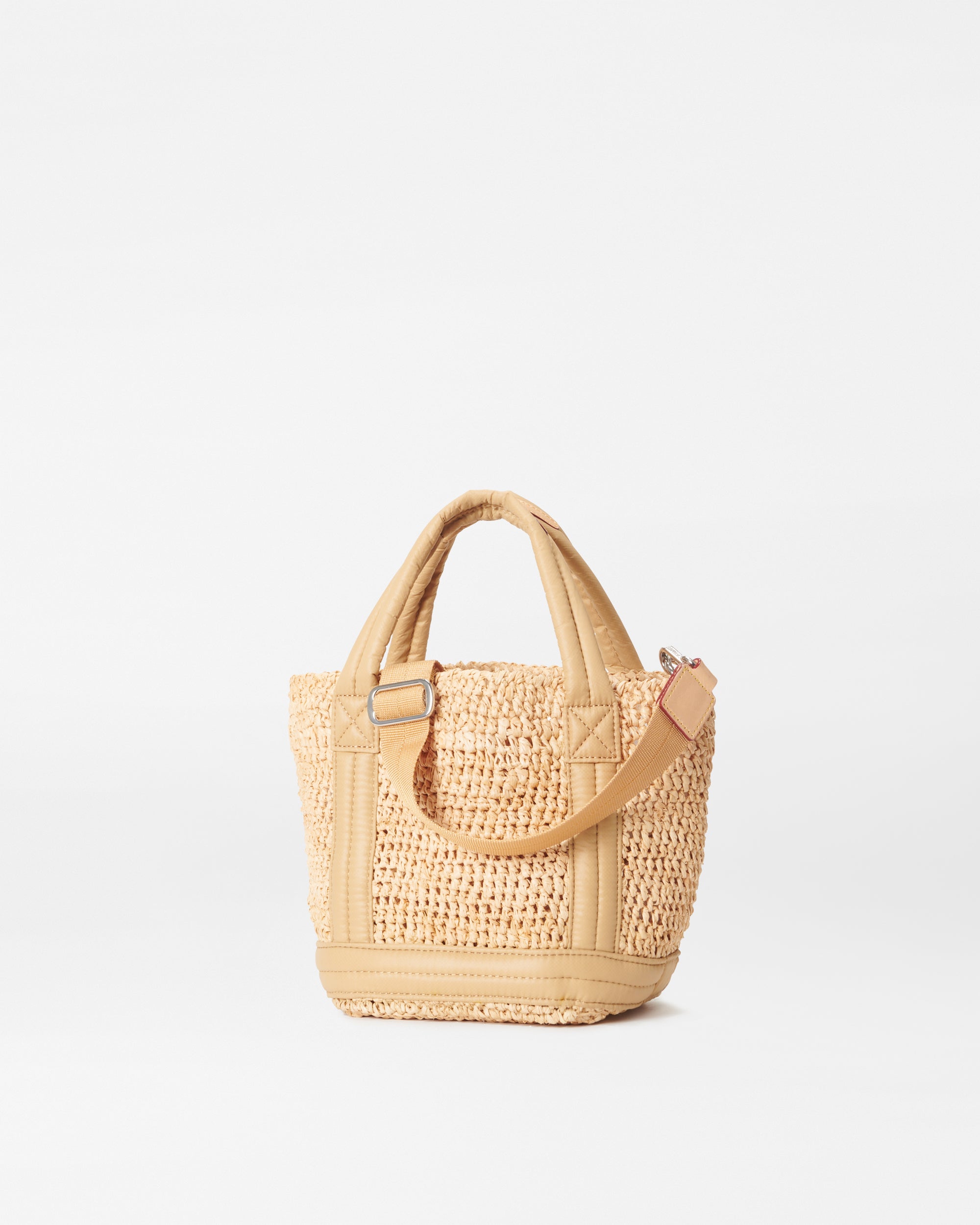 Natural Loose Woven Handmade Raffia Tote With Leather Straps