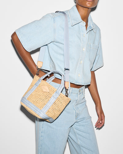 Raffia/Chambray Mini Raffia Tote