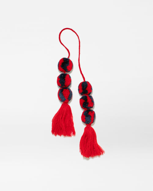 Bicolor Pom Pom Tassel-Cherry/Denim