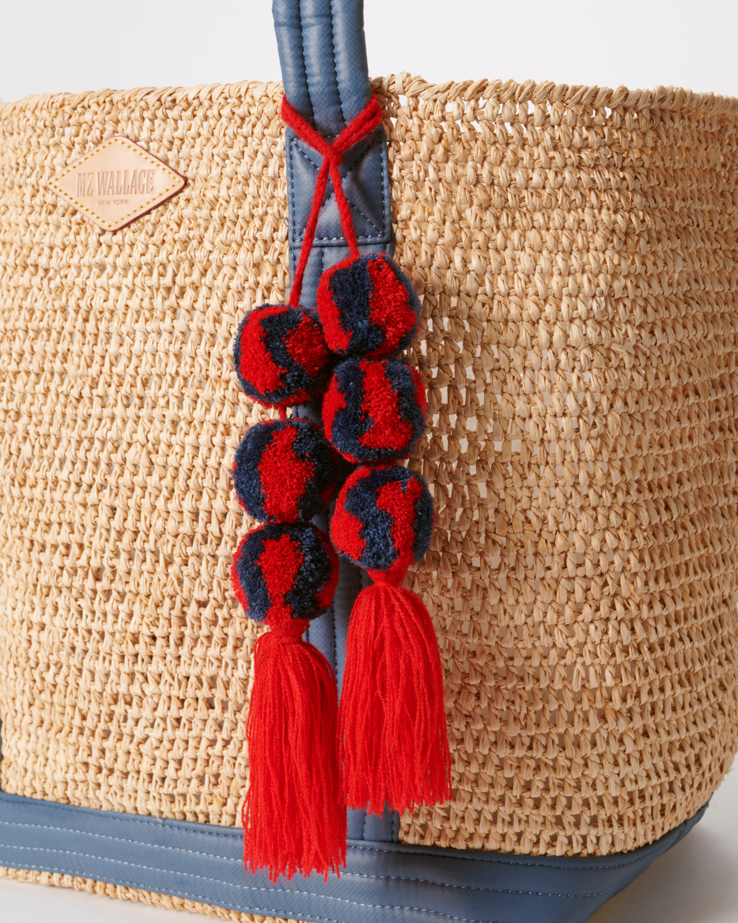 Bicolor Pom Pom Tassel-Cherry/Denim - 2