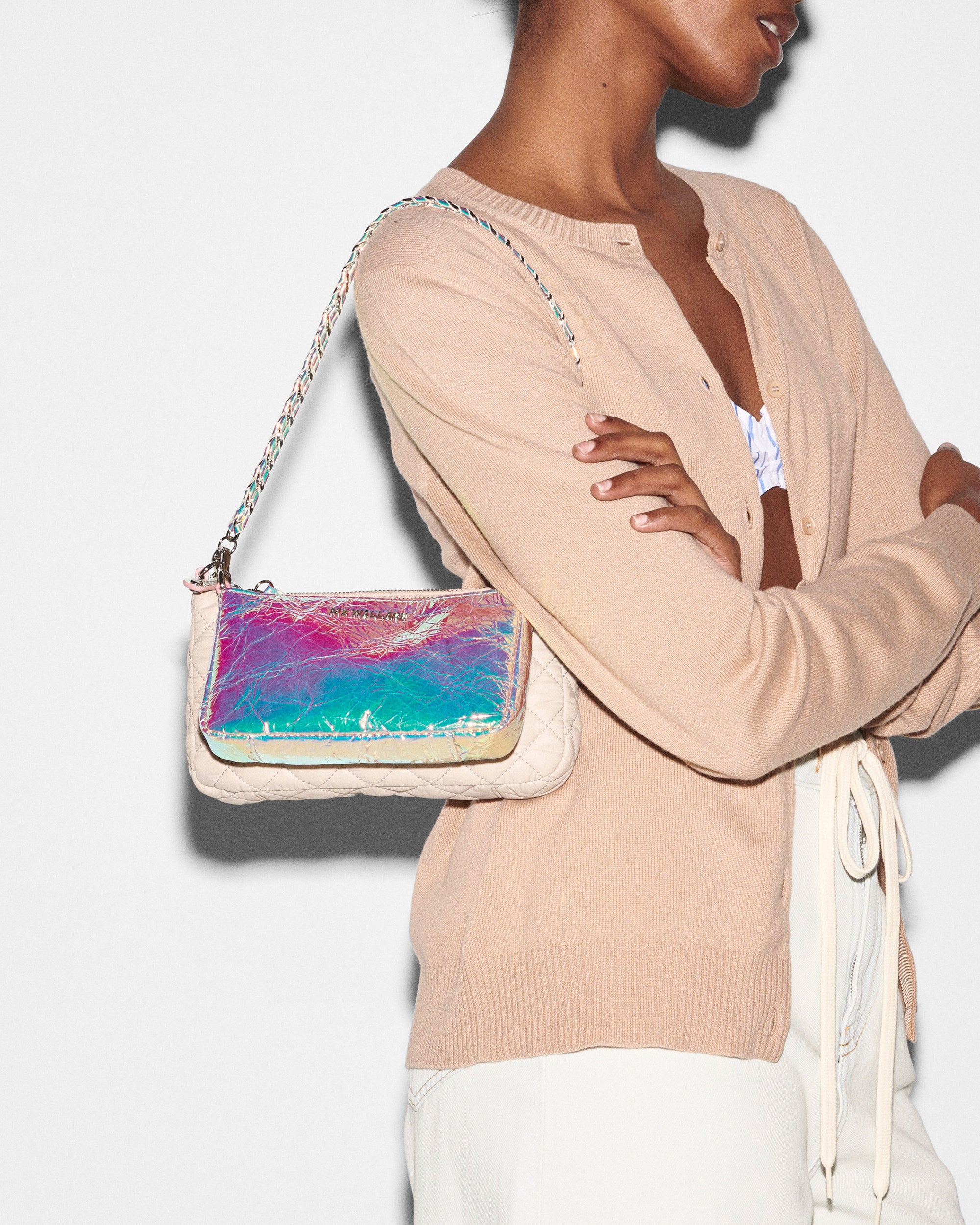 Mushroom/Pink Opal Leather Crosby Convertible Crossbody