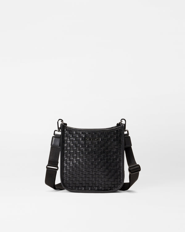 Woven Box Crossbody - Small Black Woven Leather Bag