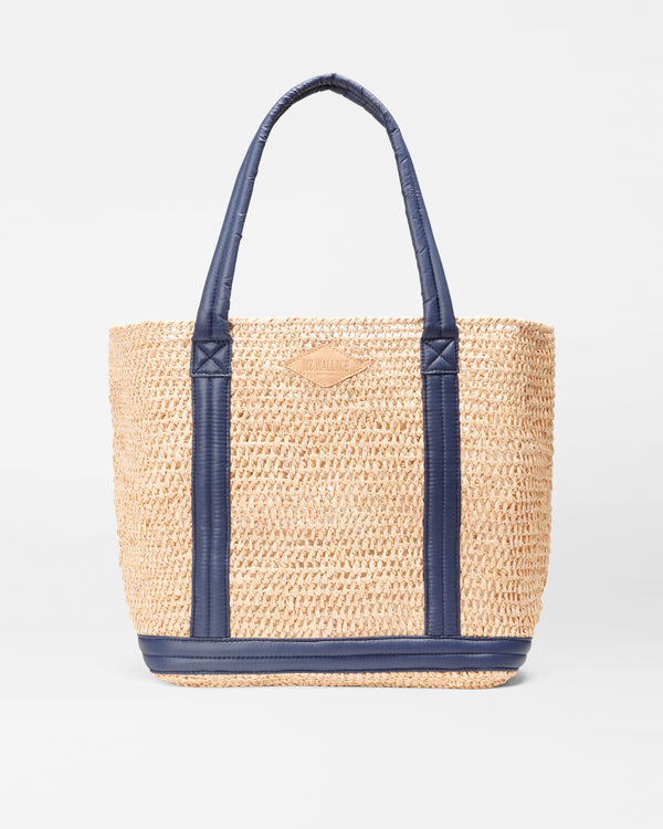 Medium Raffia Tote-Raffia/Navy