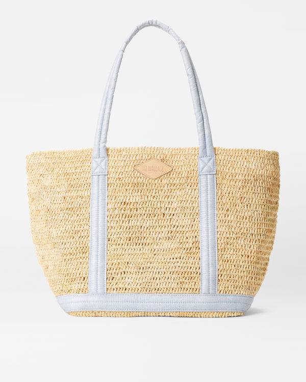 Raffia/Chambray Medium Raffia Tote