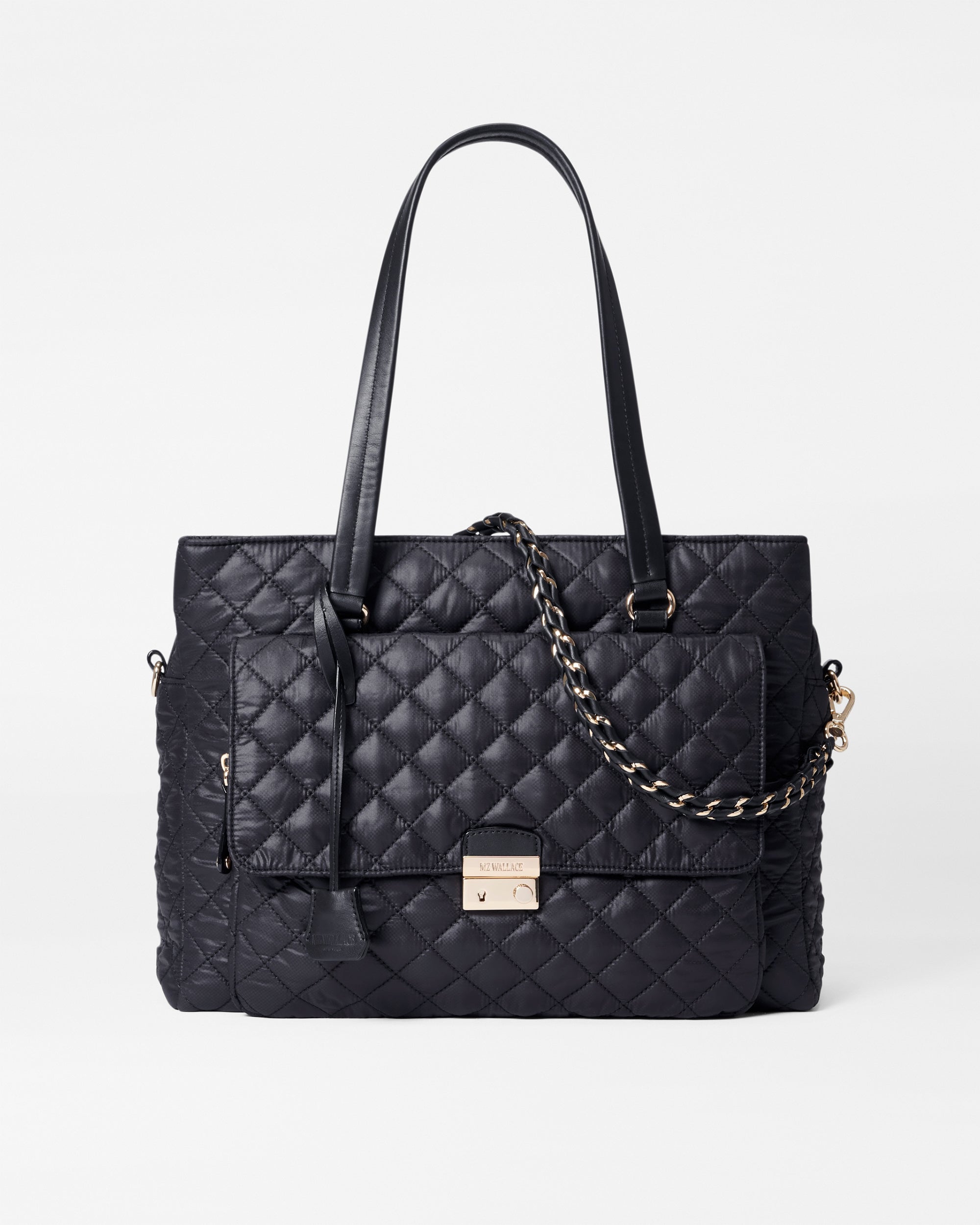 Crosby Lock Quilted Tote Bag in Black MZ Wallace