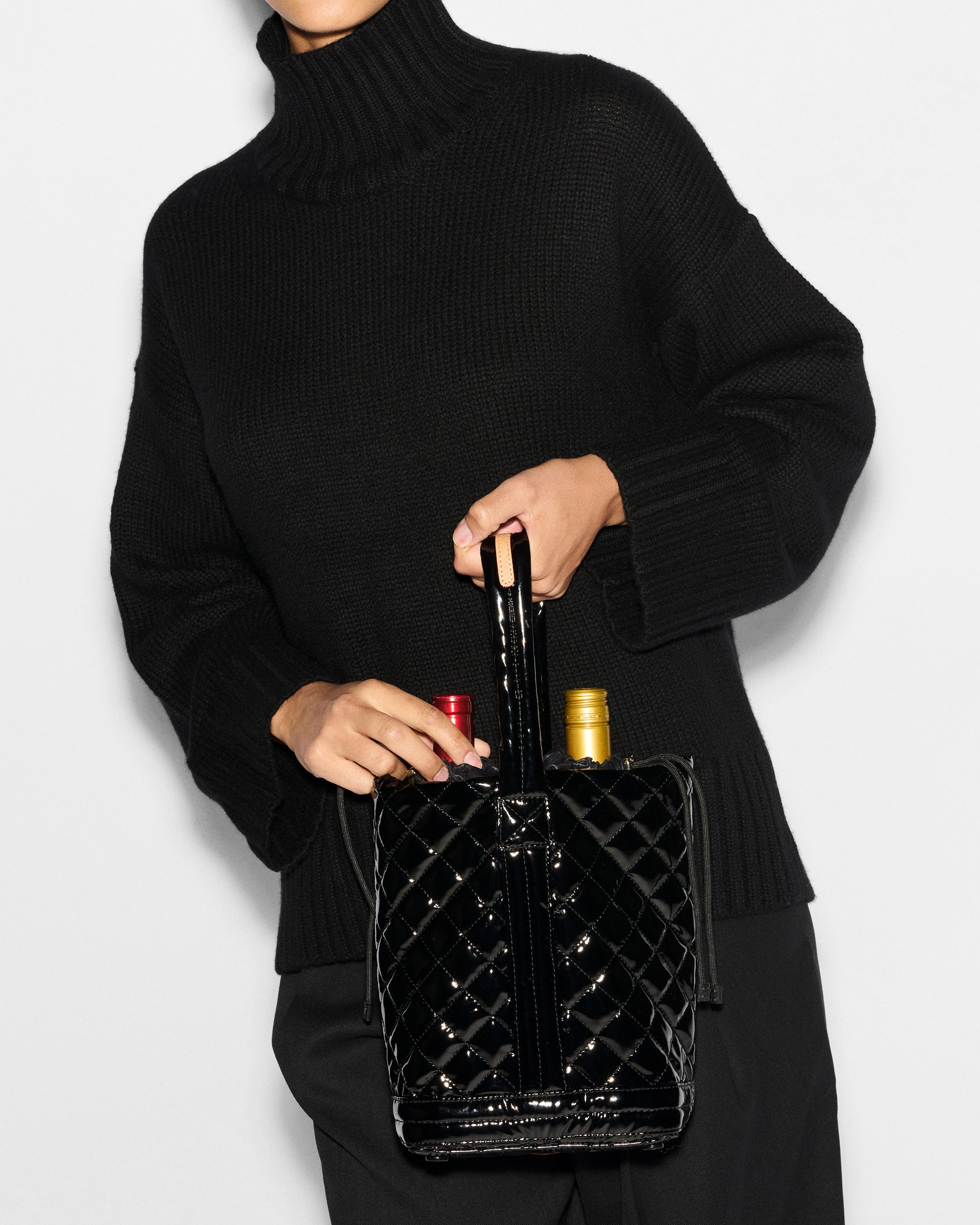 Black Lacquer MZW Wine Tote