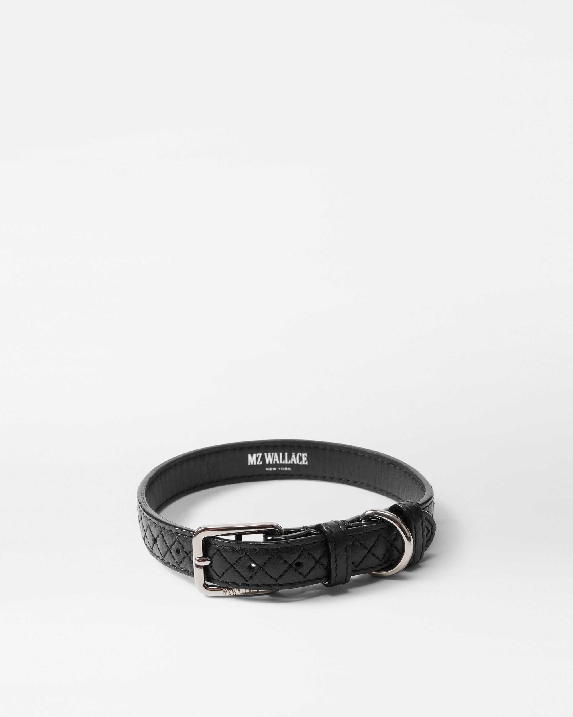 Black Leather Medium MZW Dog Collar