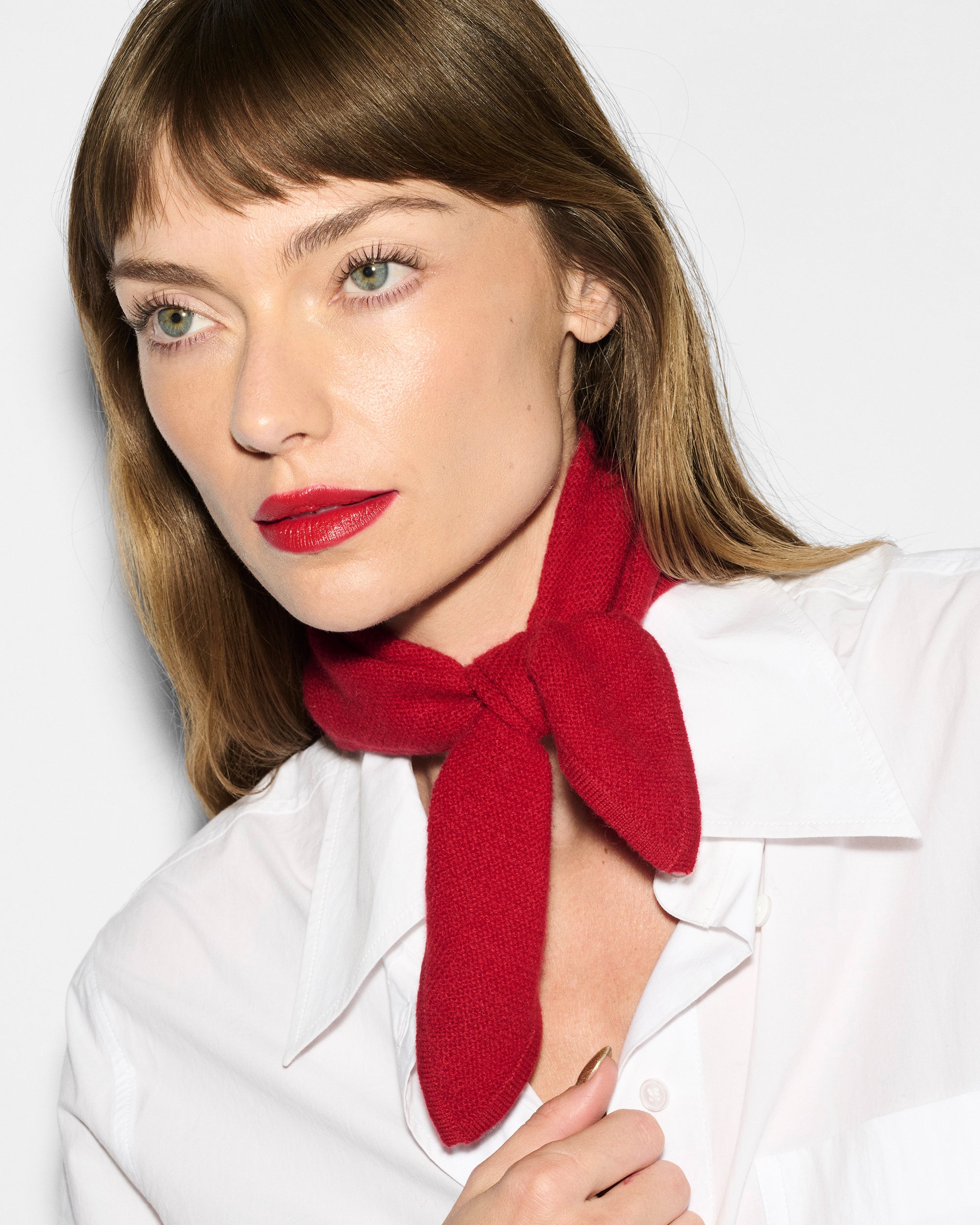 Red MZW Cashmere Bandana Set