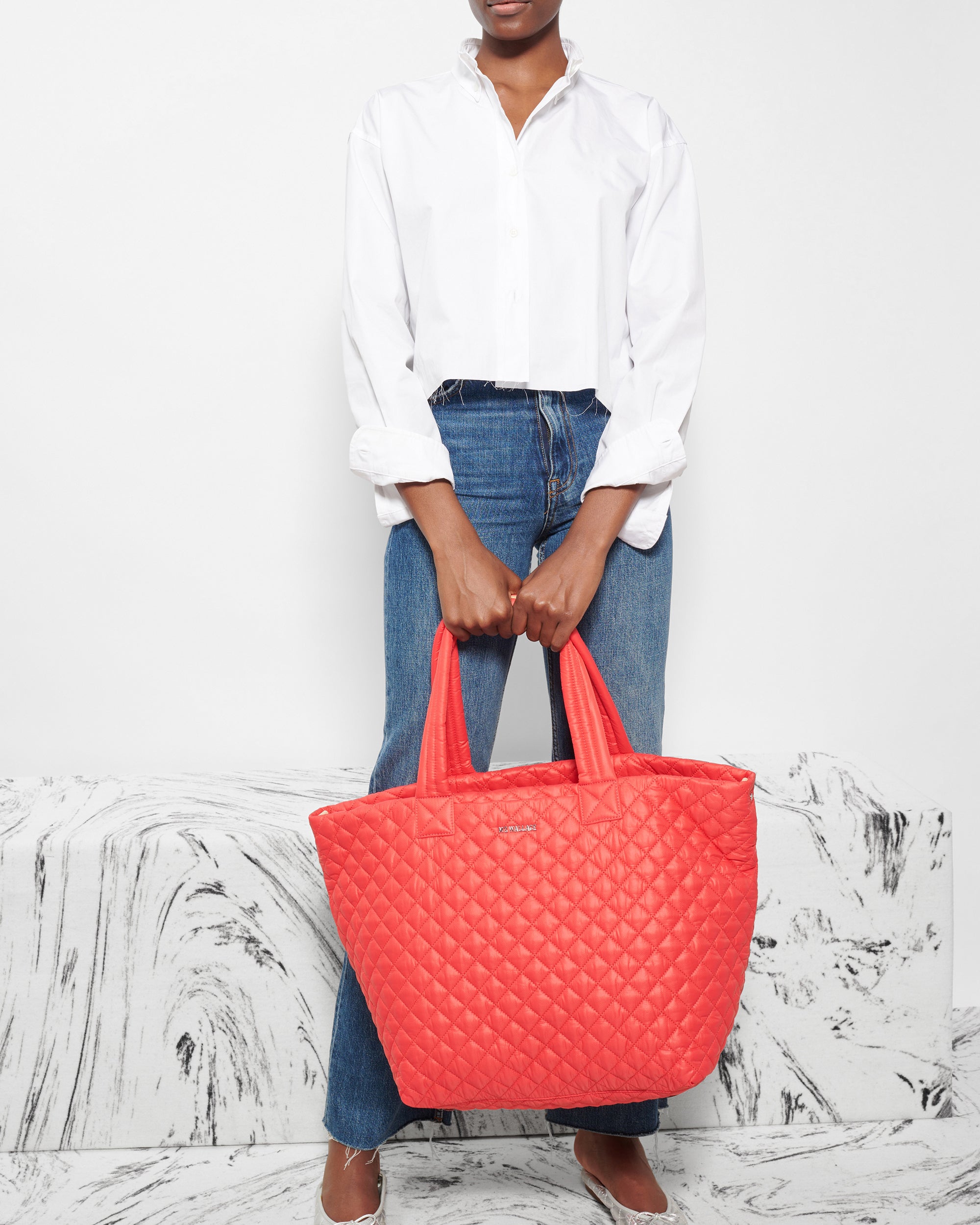 MZ Wallace Coral Large Metro Tote Deluxe