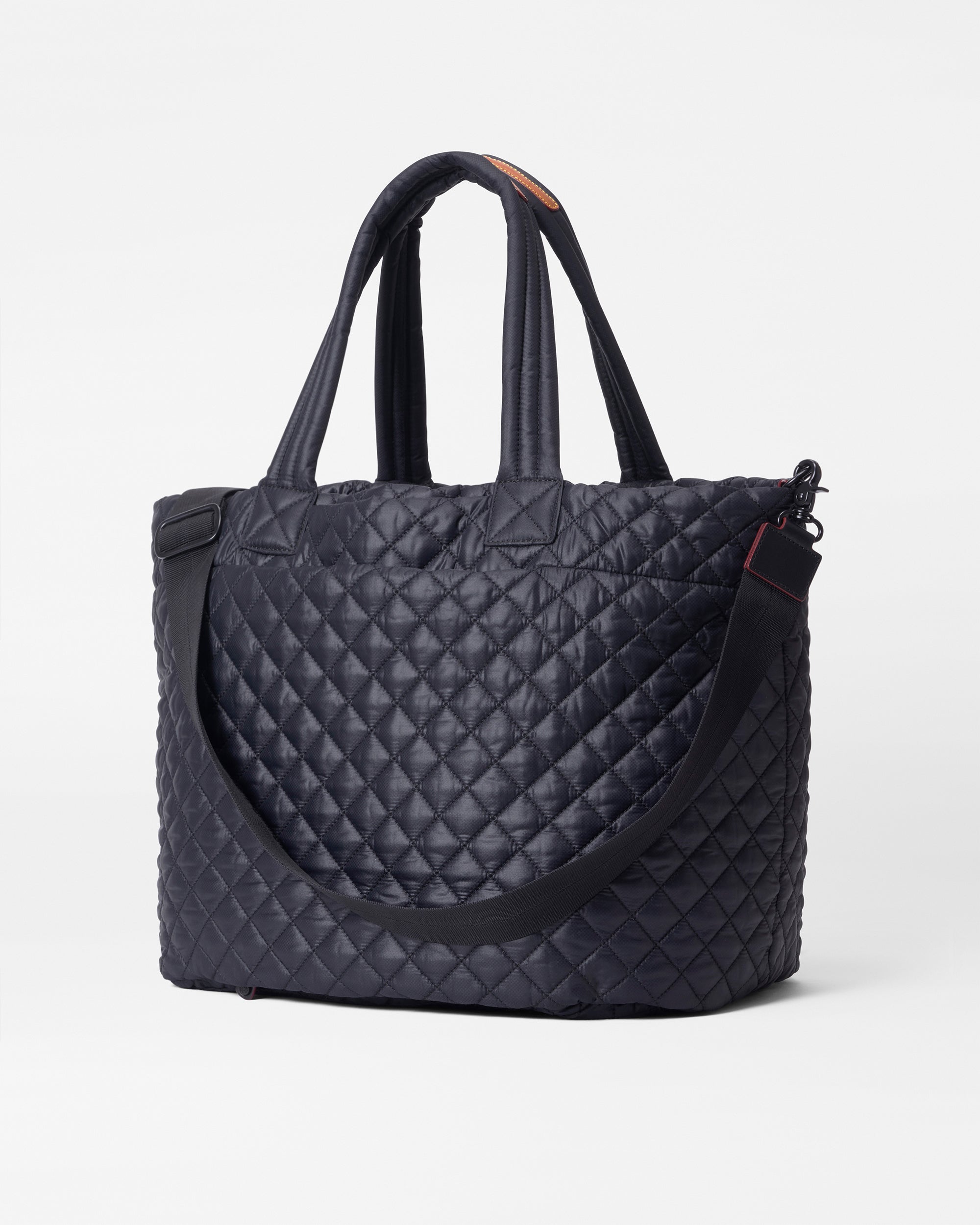 Black quilted shop shopper bag