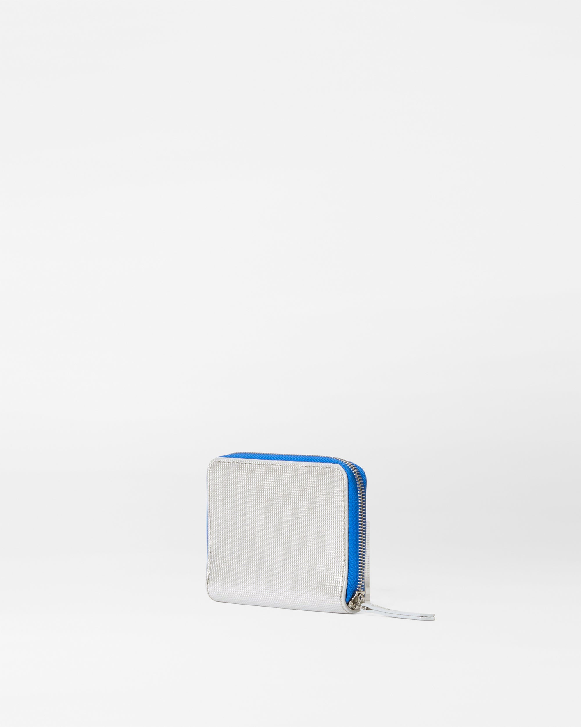 Silver Metallic Small Zip Round Wallet