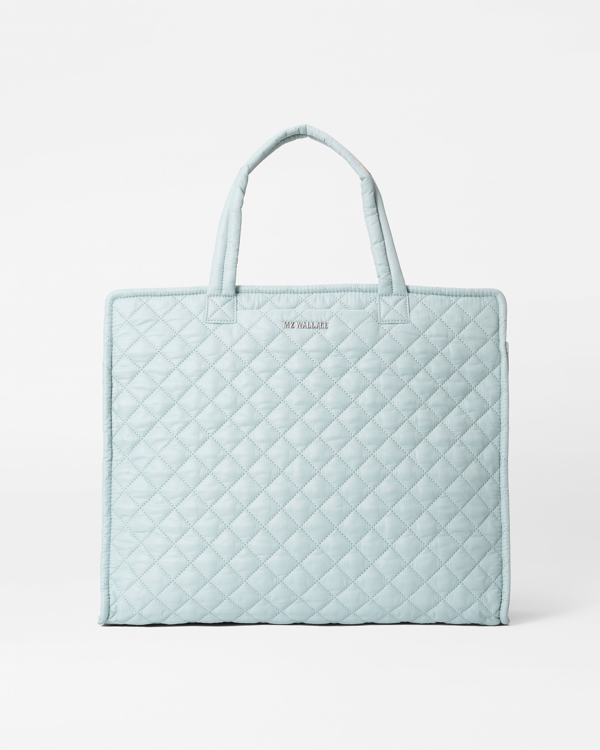 MZ Wallace Oyster Metallic Quilted Large Madison Shopper Tote Bag