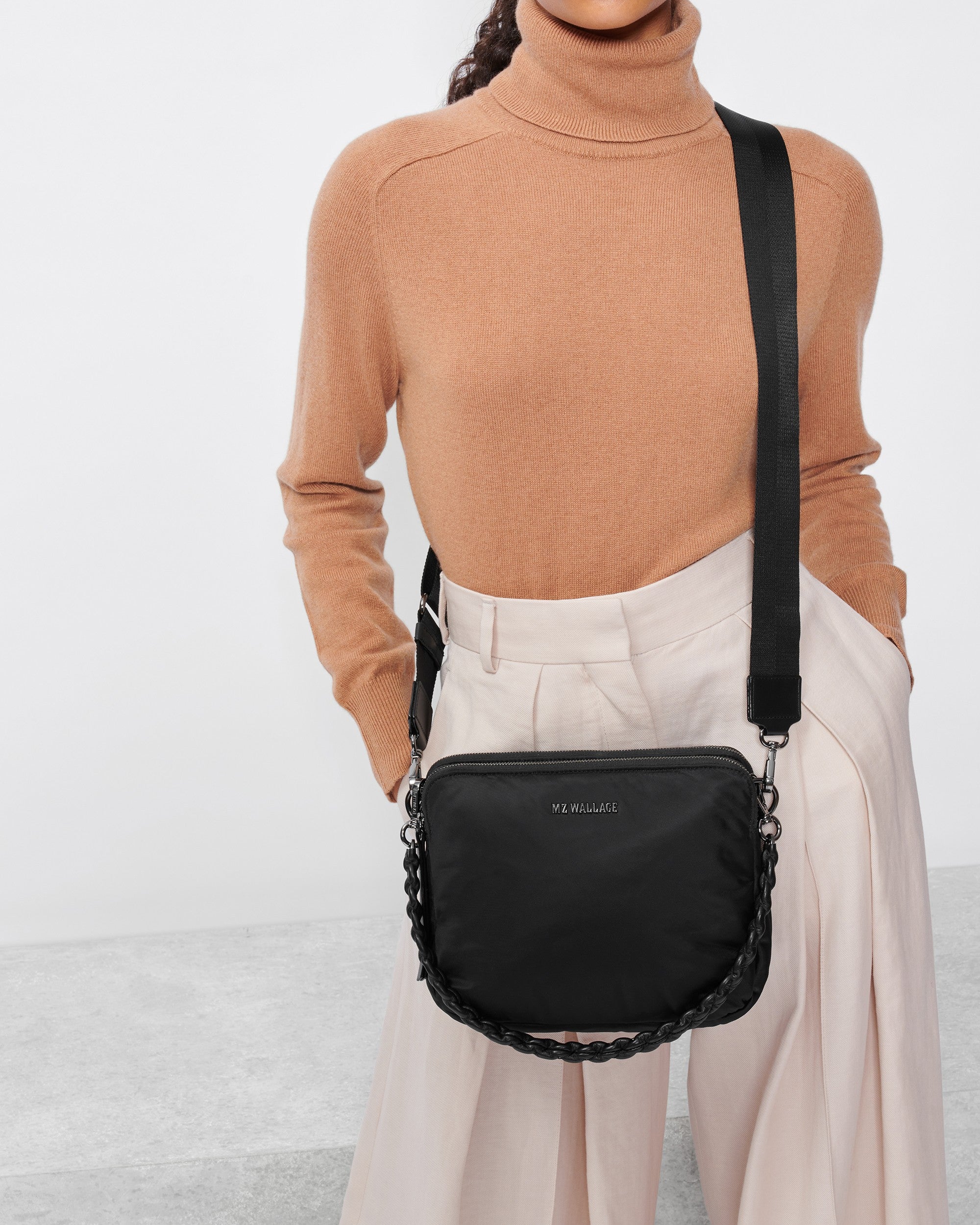 Bowery Nylon Crossbody Bag in Black MZ Wallace