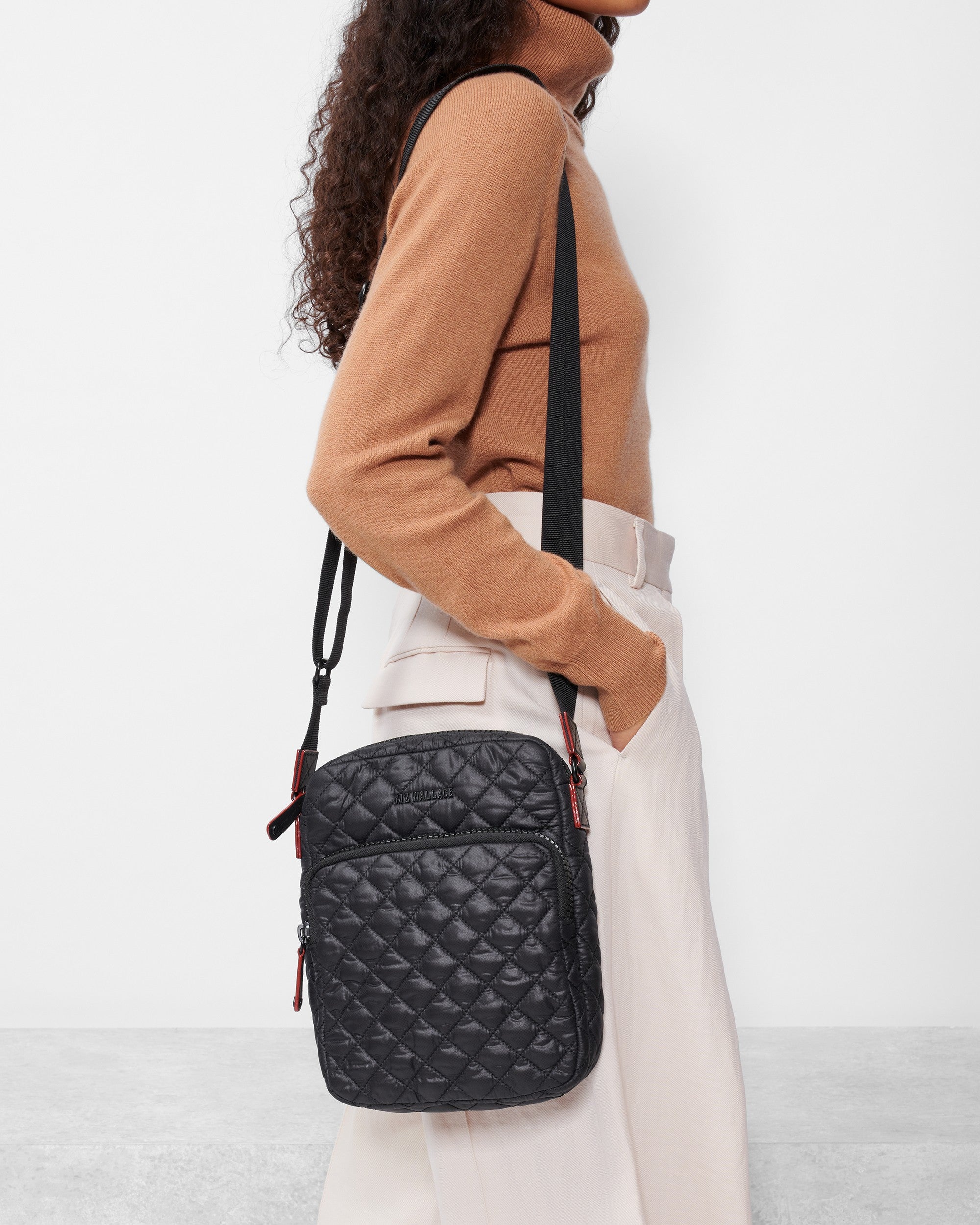 Large Metro Quilted Crossbody Bag in Black MZ Wallace